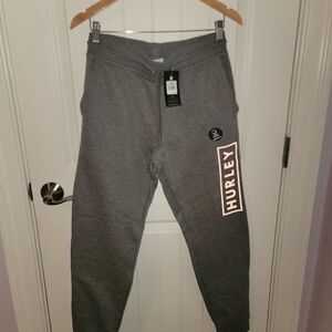 NWT Hurley Boxed Logo Relaxed Fit Cotton Fleece Jogger Charcoal Heather Mens Sma